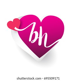 initial logo letter BH with heart shape red colored, logo design for wedding invitation, wedding name and business name.