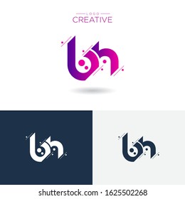 Initial logo letter BH lowercase linked sliced template. Modern Abstract Design for business company. Vector Illustration.