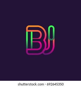initial logo letter BJ, linked outline rounded logo, colorful initial logo for business name and company identity.