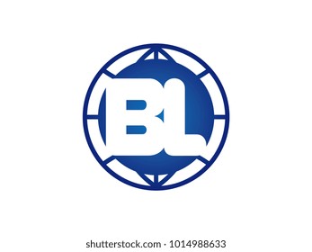 The initial logo of the letter BL in the blue Globe
