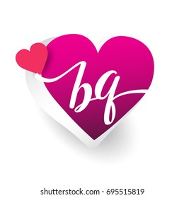 initial logo letter BQ with heart shape red colored, logo design for wedding invitation, wedding name and business name.