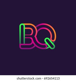 initial logo letter BQ, linked outline rounded logo, colorful initial logo for business name and company identity.