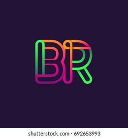 initial logo letter BR, linked outline rounded logo, colorful initial logo for business name and company identity.