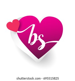 initial logo letter BS with heart shape red colored, logo design for wedding invitation, wedding name and business name.