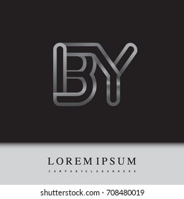 initial logo letter BT, linked outline gray colored, rounded logotype