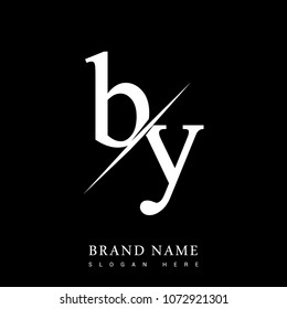 initial logo letter BY for company name black and white color and slash design. vector logotype for business and company identity.
