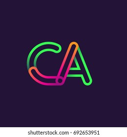 initial logo letter CA, linked outline rounded logo, colorful initial logo for business name and company identity.