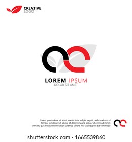 Initial logo letter CA lowercase linked template. Black red letter isolated on white background. Modern Abstract Design for business and consulting company. Vector Illustration.