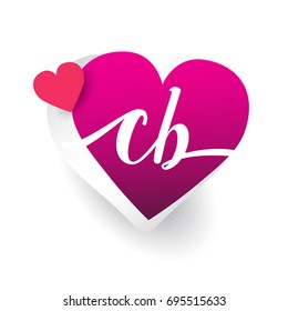 initial logo letter CB with heart shape red colored, logo design for wedding invitation, wedding name and business name.