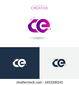 Initial logo letter CE lowercase linked sliced template. Modern Abstract Design for business company. Vector Illustration.