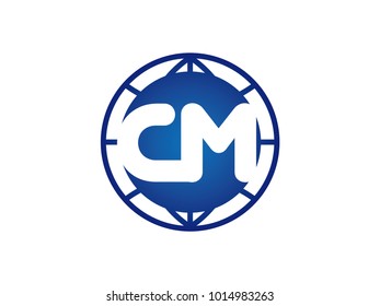 The initial logo of the letter CM in the blue Globe