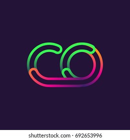 initial logo letter CO, linked outline rounded logo, colorful initial logo for business name and company identity.