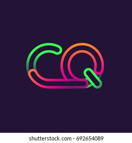 initial logo letter CQ, linked outline rounded logo, colorful initial logo for business name and company identity.