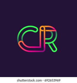 initial logo letter CR, linked outline rounded logo, colorful initial logo for business name and company identity.