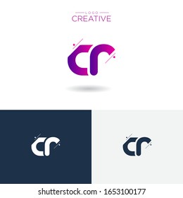 Erster Logo Buchstabe CR Kleinbuchstaben verbundene Vorlage in Scheiben. Modernes Abstraktes Design für Unternehmen. Vektorillustration Illustration.