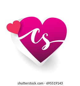 initial logo letter CS with heart shape red colored, logo design for wedding invitation, wedding name and business name.