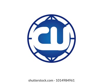 The initial logo of the letter CU in the blue Globe