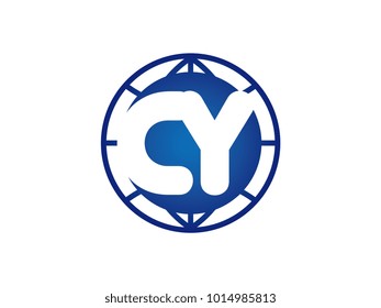 The initial logo of the letter CY in the blue Globe