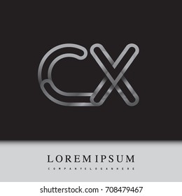 initial logo letter CY, linked outline gray colored, rounded logotype