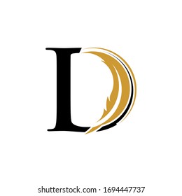 Letra inicial del logotipo D con concepto de plumas.