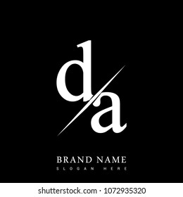 initial logo letter DA for company name black and white color and slash design. vector logotype for business and company identity.
