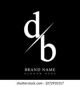 initial logo letter DB for company name black and white color and slash design. vector logotype for business and company identity.
