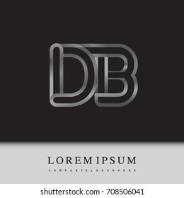 initial logo letter DB, linked outline silver colored, rounded logotype