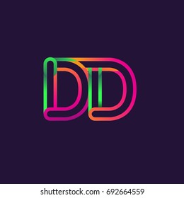 initial logo letter DD, linked outline rounded logo, colorful initial logo for business name and company identity.