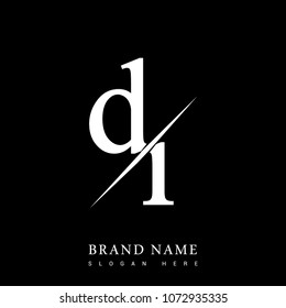 initial logo letter DI for company name black and white color and slash design. vector logotype for business and company identity.
