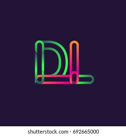 initial logo letter DL, linked outline rounded logo, colorful initial logo for business name and company identity.