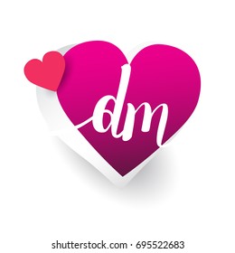 initial logo letter DM with heart shape red colored, logo design for wedding invitation, wedding name and business name.