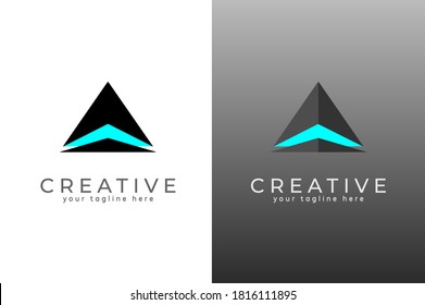 Initial A logo, letter A with double style Flat and 3D logo concept , Modern and Futuristic design logo template, vector illustration