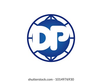 The initial logo of the letter DP in the blue Globe