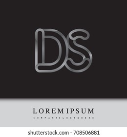 initial logo letter DS, linked outline silver colored, rounded logotype