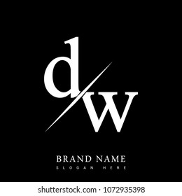 initial logo letter DW for company name black and white color and slash design. vector logotype for business and company identity.
