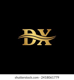 Initial Logo Letter D.X Elegant luxury design, typography vector of initial branding name serif font.