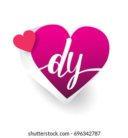 initial logo letter DY with heart shape red colored, logo design for wedding invitation, wedding name and business name.