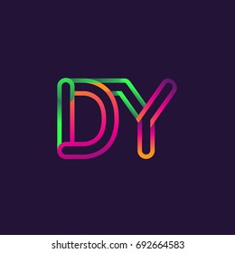 initial logo letter DY, linked outline rounded logo, colorful initial logo for business name and company identity.