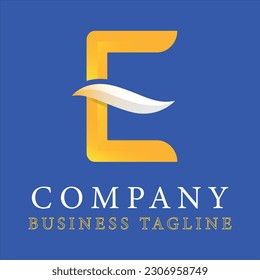 Initial Logo from the letter E with gradient colors of gold and gray