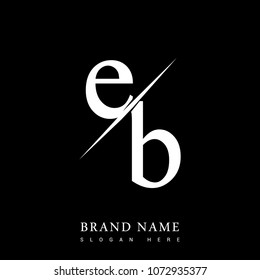 initial logo letter EB for company name black and white color and slash design. vector logotype for business and company identity.
