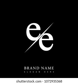 initial logo letter EE for company name black and white color and slash design. vector logotype for business and company identity.
