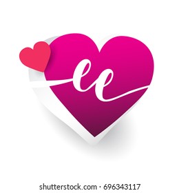initial logo letter EE with heart shape red colored, logo design for wedding invitation, wedding name and business name.