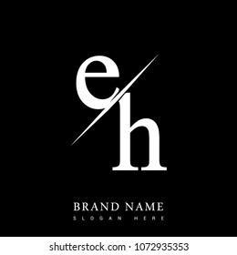 initial logo letter EH for company name black and white color and slash design. vector logotype for business and company identity.
