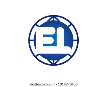 The initial logo of the letter EL in the blue Globe