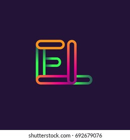 initial logo letter EL, linked outline rounded logo, colorful initial logo for business name and company identity.