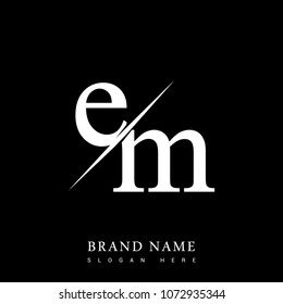 initial logo letter EM for company name black and white color and slash design. vector logotype for business and company identity.
