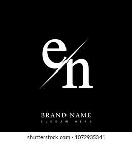 initial logo letter EN for company name black and white color and slash design. vector logotype for business and company identity.
