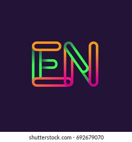 initial logo letter EN, linked outline rounded logo, colorful initial logo for business name and company identity.