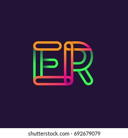 initial logo letter ER, linked outline rounded logo, colorful initial logo for business name and company identity.