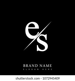 initial logo letter ES for company name black and white color and slash design. vector logotype for business and company identity.